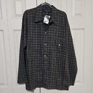 NWT Polo Ralph Lauren Gray Checked Pajama Shirt